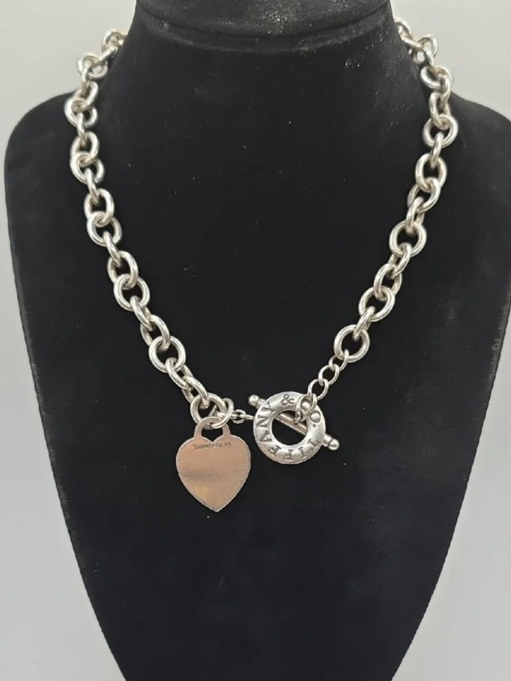 Authentic Tiffany & Co. Sterling Silver Heart Tag Toggle Necklace